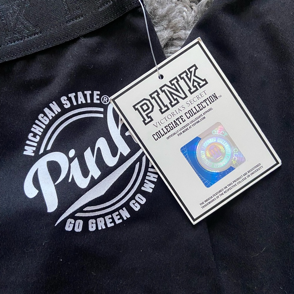 Victoria's Secret PINK Black MSU spartan capris